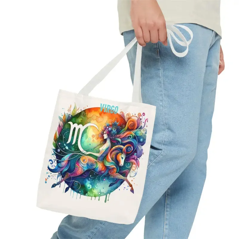 Virgo Zodiac Tote Bag with Black Cotton Handles