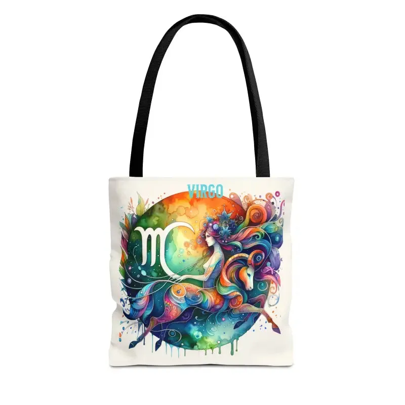 Virgo Zodiac Tote Bag with Black Cotton Handles