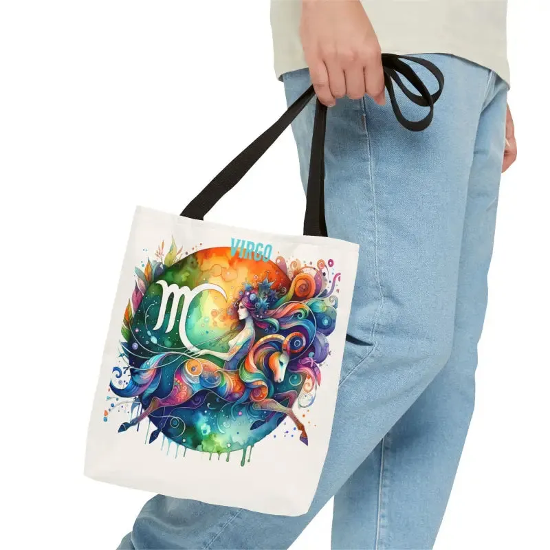 Virgo Zodiac Tote Bag with Black Cotton Handles