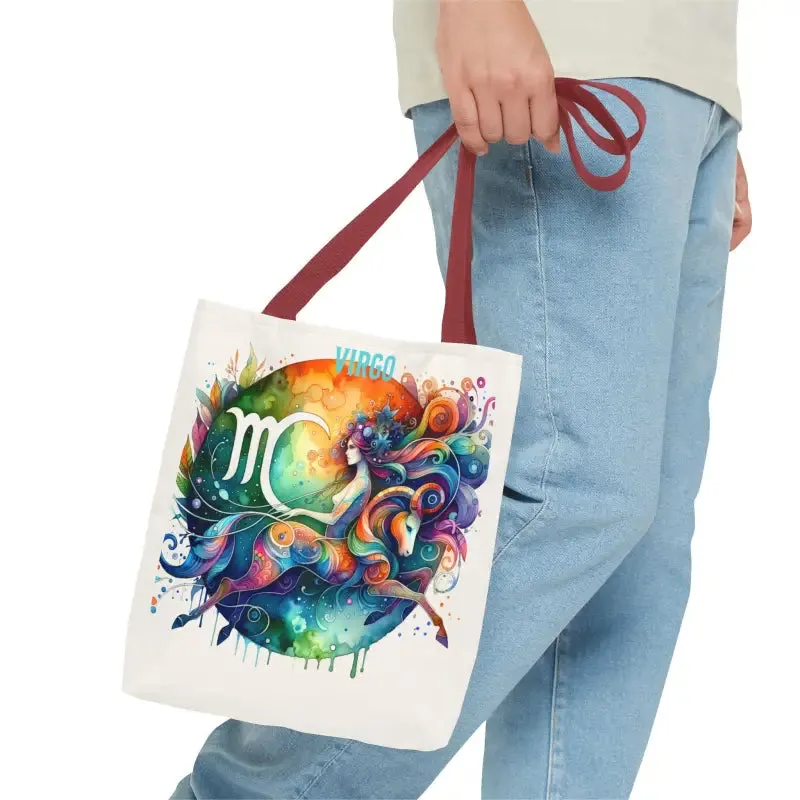 Virgo Zodiac Tote Bag with Black Cotton Handles