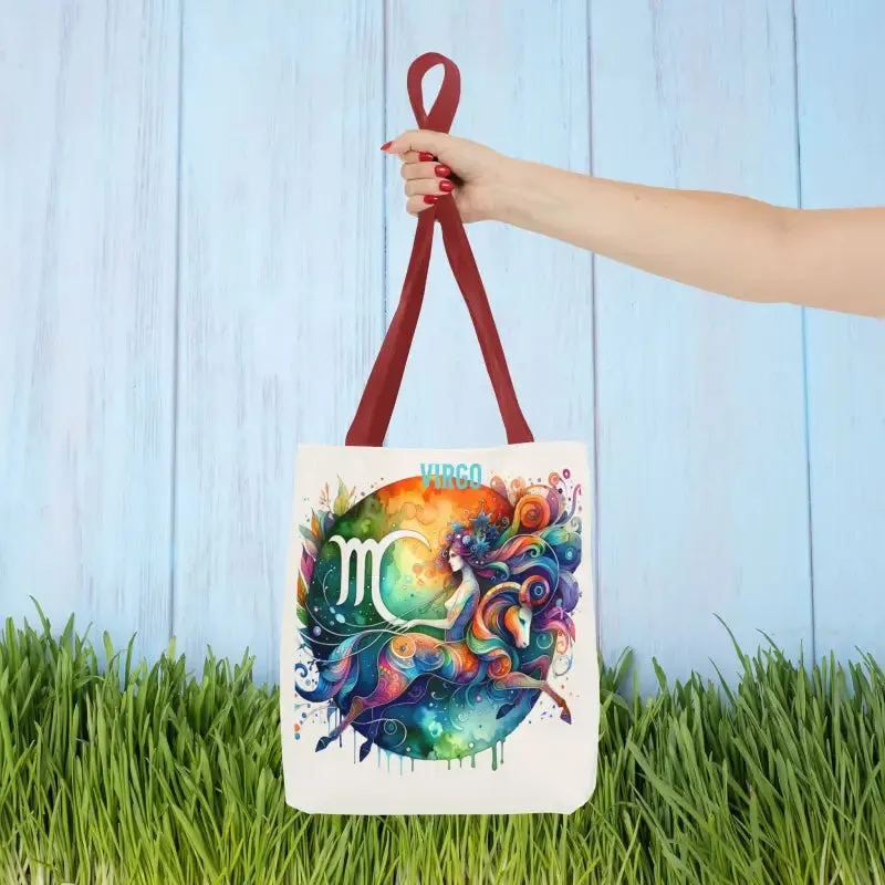 Virgo Zodiac Tote Bag with Black Cotton Handles