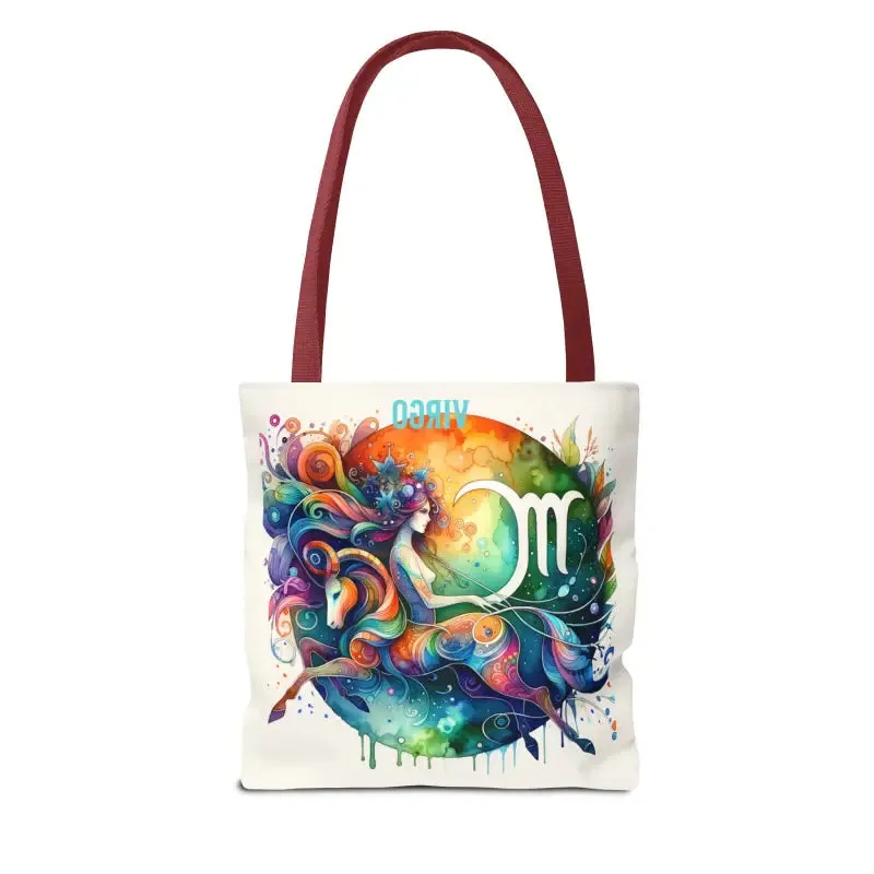 Virgo Zodiac Tote Bag with Black Cotton Handles