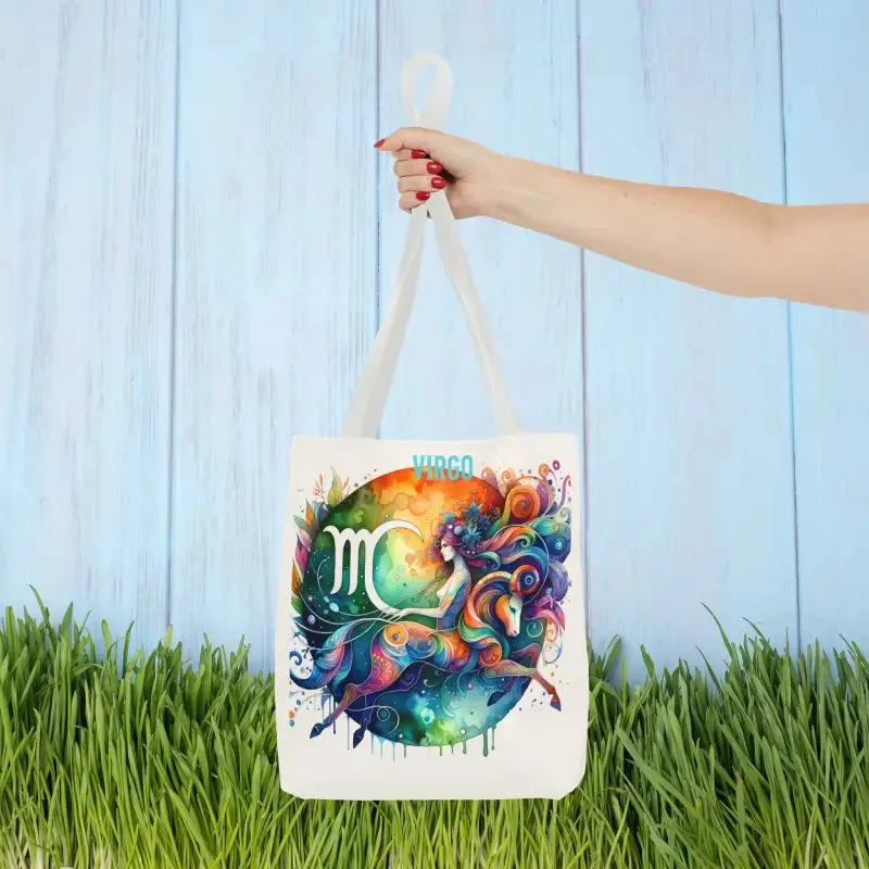 Virgo Zodiac Tote Bag with Black Cotton Handles