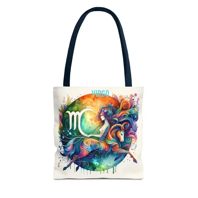 Virgo Zodiac Tote Bag with Black Cotton Handles
