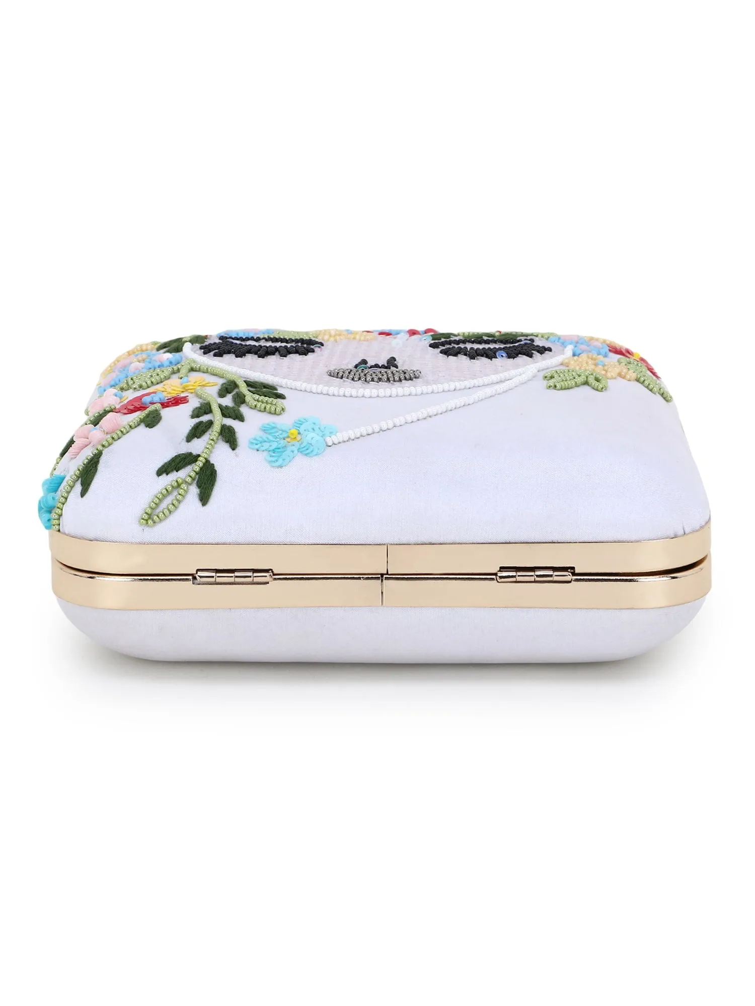 Vista Faux Silk Sequined & Embellished Box Clutch