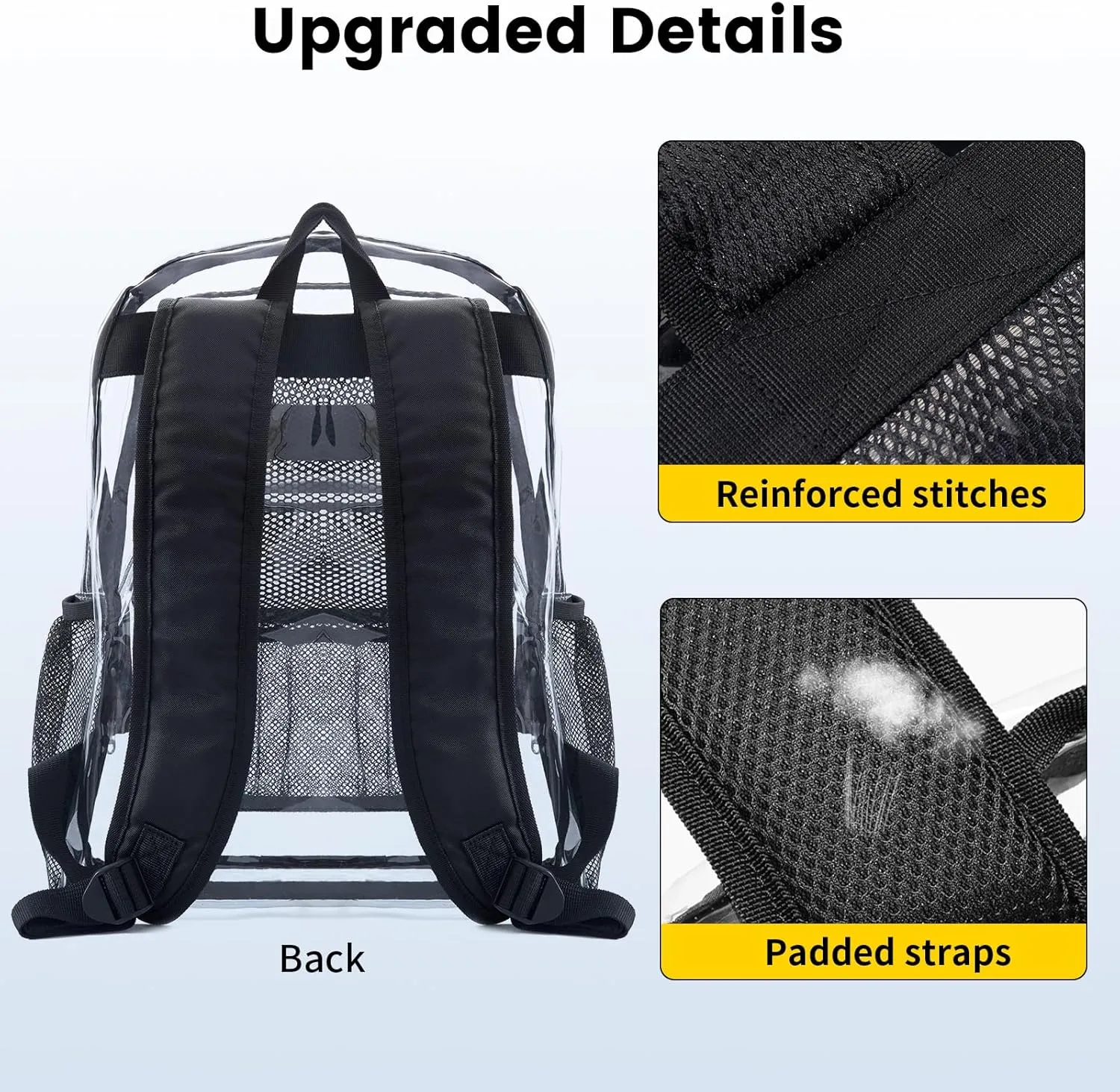 Vorspack Clear Backpack Heavy Duty PVC Transparent Backpack Extra Large Clear Backpacks with Reinforced Strap for College Workplace Security - Pink