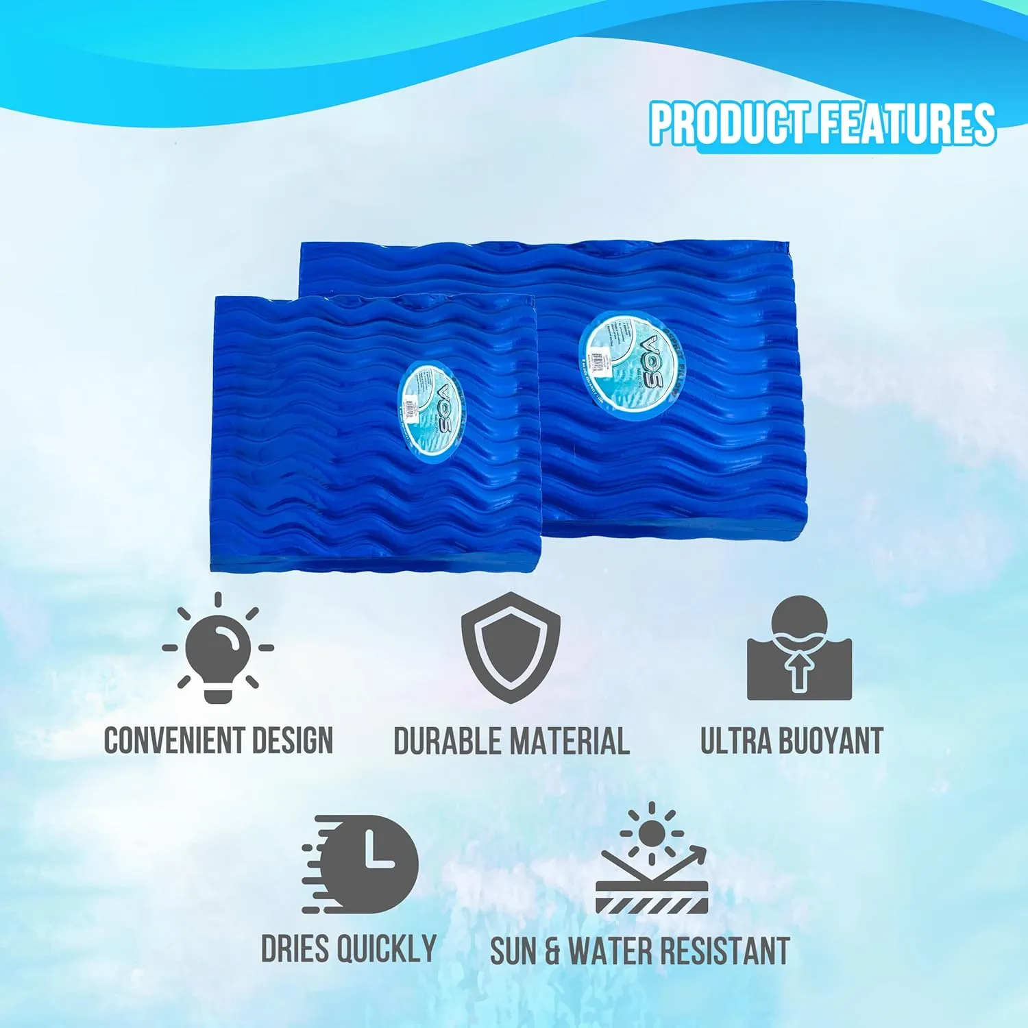 VOS Waterproof Pillow, Lightweight and Comfortable Home Decor Outdoor Pillows for Beach, Pool, Hiking, Backpacking, Camping