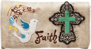 Wallet Western Women Crossbody Wristlet Clutch Small Purse Doves Faith