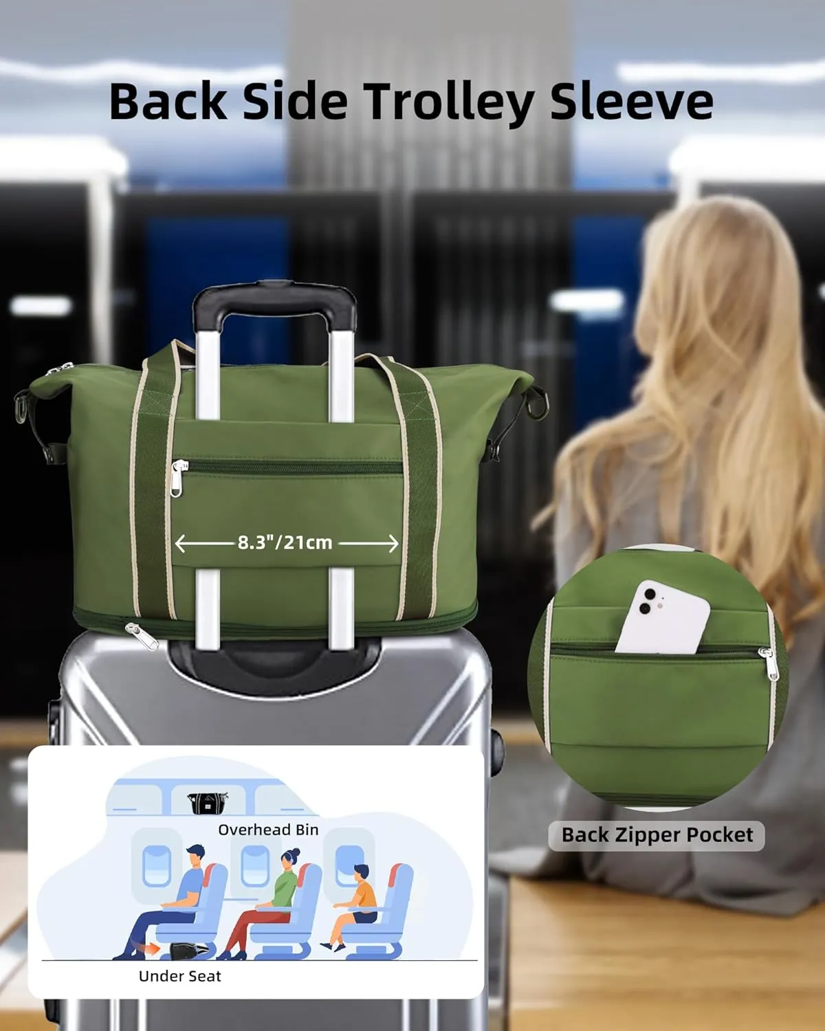 WALNEW Travel Duffel Bag, Weekender Overnight Carry On Bag Women Men, Foldable Waterproof Gym Luggage with Metal Buckle Strap