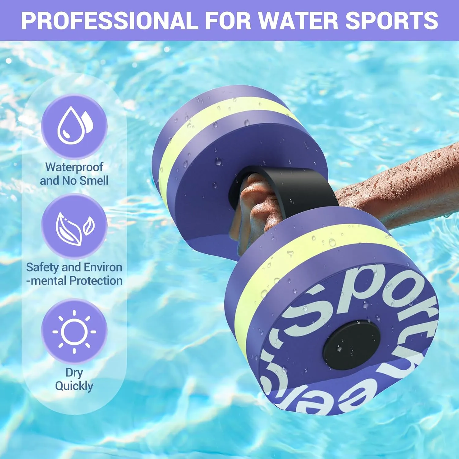 Water Aerobics Pool Exercise Equipment: Sportneer Water Workout Combo Set Includes High Density Water Dumbbell Aqua Belt Ankle Weights for Aquatic Therapy Pool Fitness Water Exercise Set