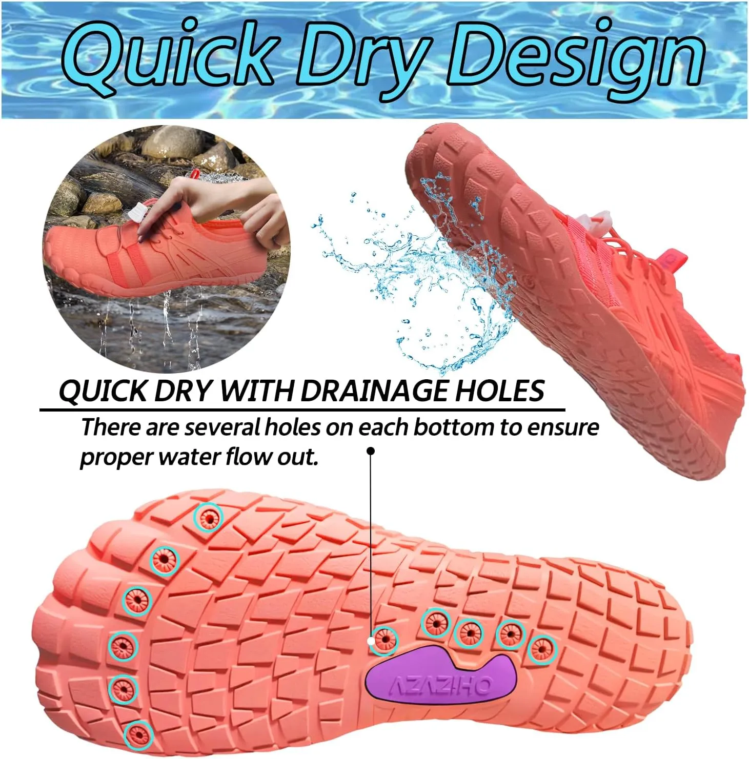 Water Shoes Women Quick-Dry Aqua Sock Barefoot for Beach Swim River Lake Pool Surfing Kayaking