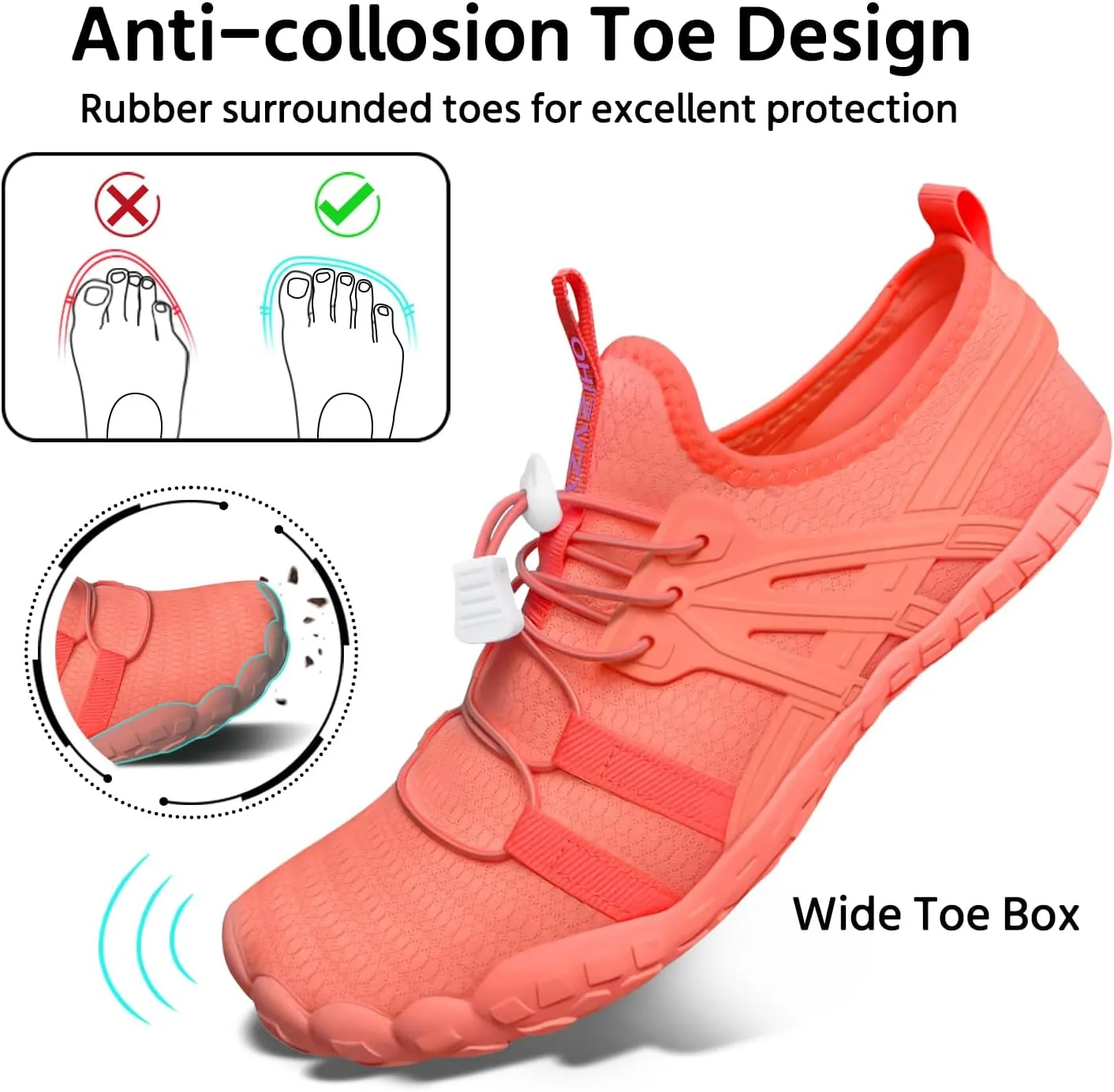 Water Shoes Women Quick-Dry Aqua Sock Barefoot for Beach Swim River Lake Pool Surfing Kayaking