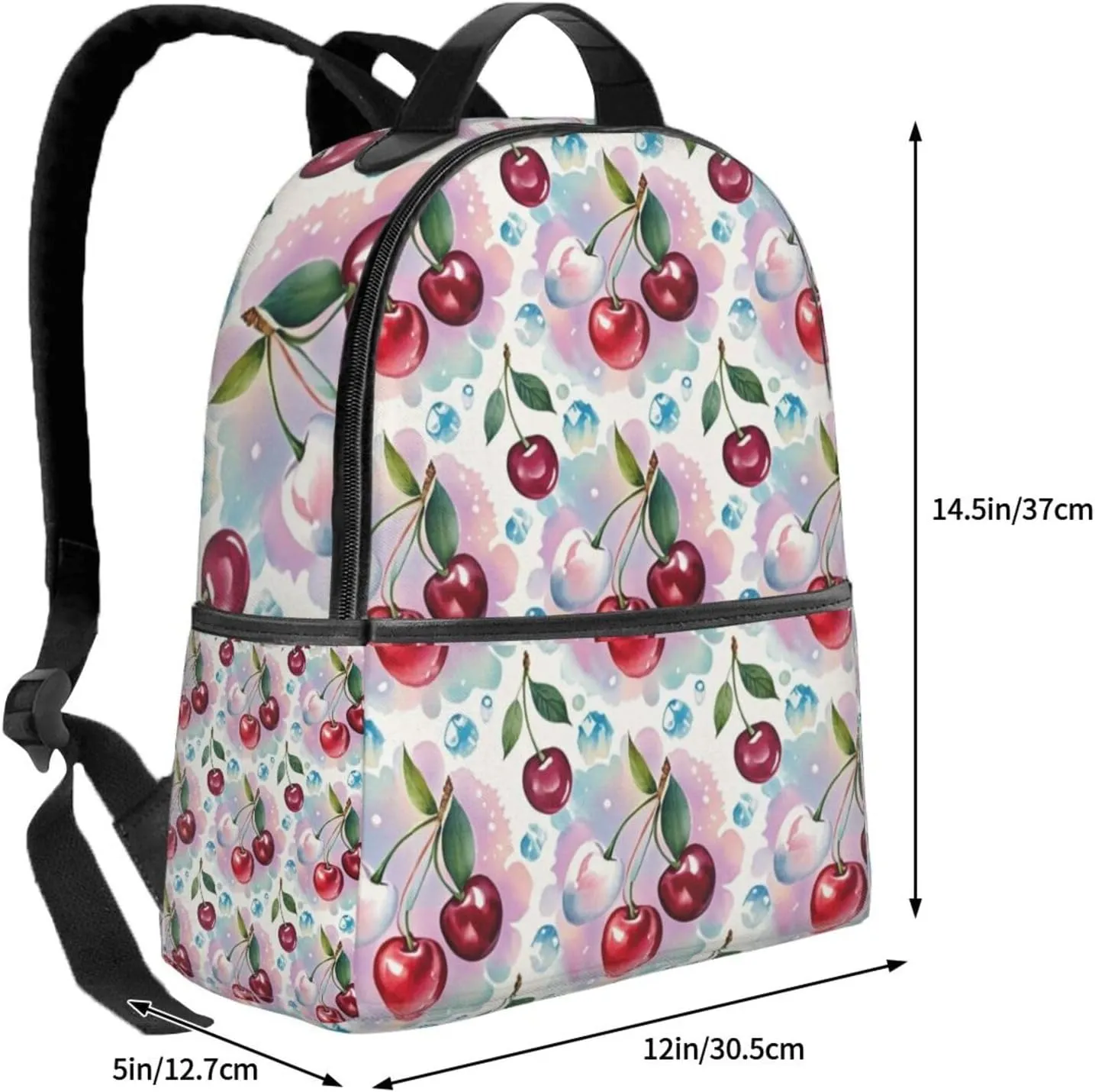 Watercolor Cherry Adult Backpacks 14 Inch Laptop Backpack Double Shoulder Bag for Work Travel Gifts