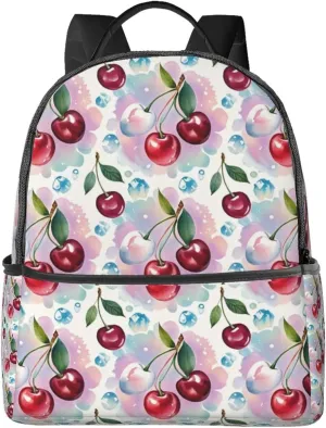 Watercolor Cherry Adult Backpacks 14 Inch Laptop Backpack Double Shoulder Bag for Work Travel Gifts