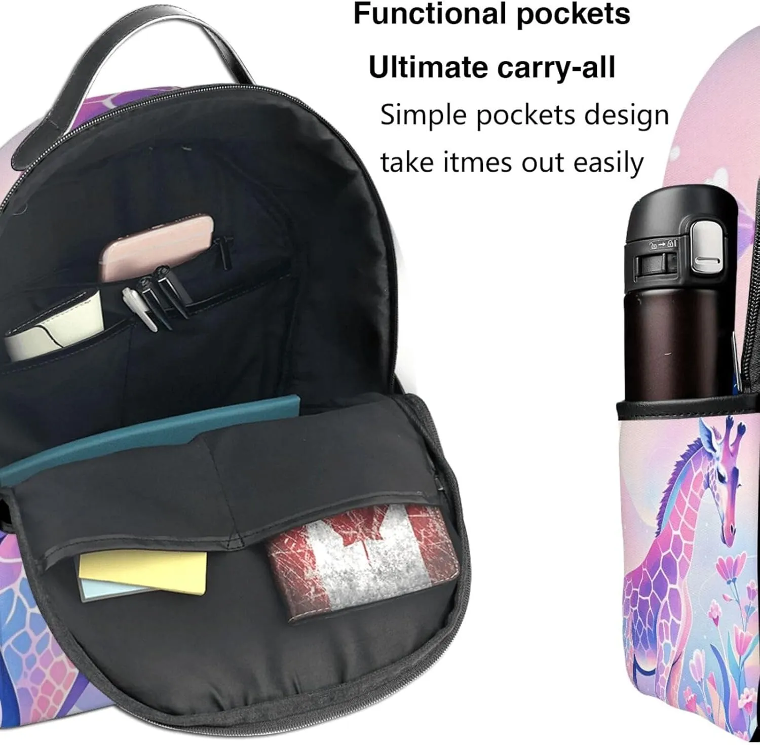 Watercolor Giraffe Texture Adult Backpacks 14 Inch Laptop Backpack Double Shoulder Bag for Work Travel Gifts