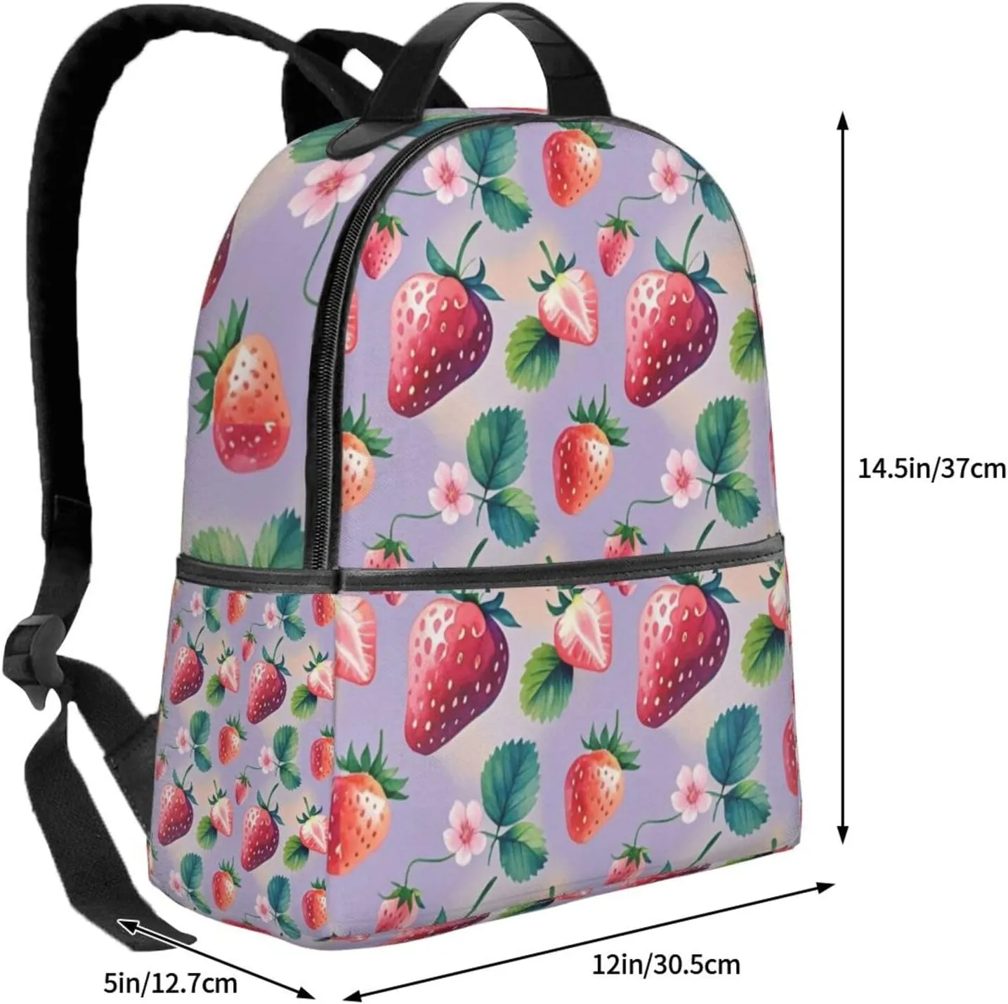 Watercolor Strawberry Adult Backpacks 14 Inch Laptop Backpack Double Shoulder Bag for Work Travel Gifts
