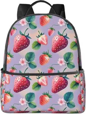 Watercolor Strawberry Adult Backpacks 14 Inch Laptop Backpack Double Shoulder Bag for Work Travel Gifts