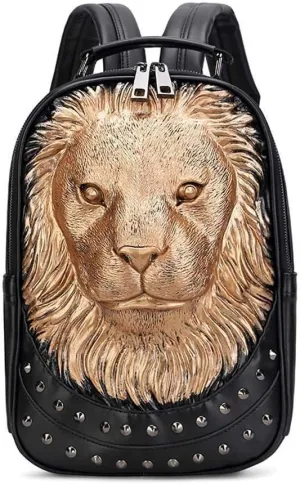 Waterproof Backpack 3D Serious Lion Unisex School Bag Travel Rucksack