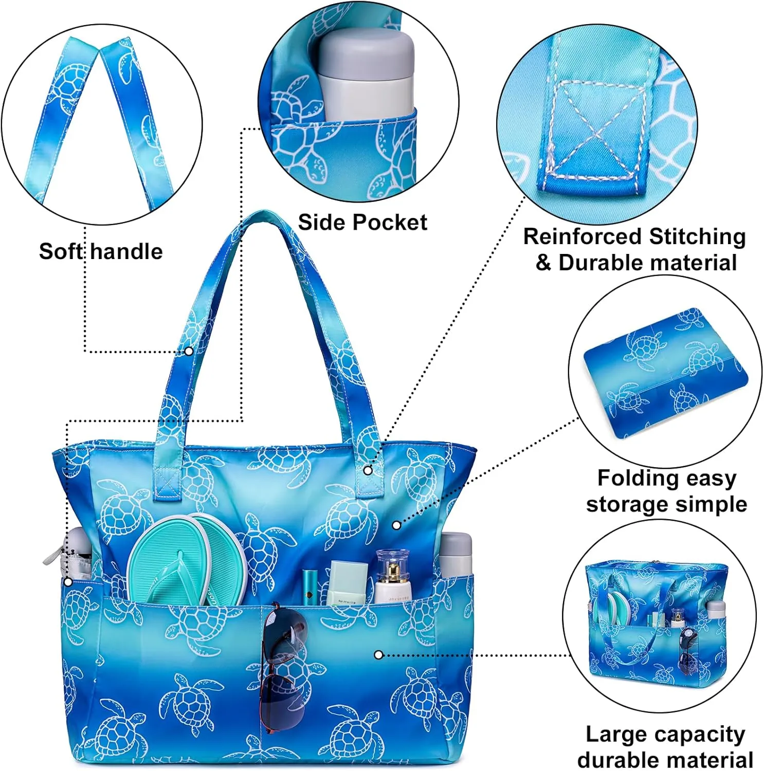 Waterproof Beach Tote Pool Bags for Women Ladies Extra Large Gym Tote Carry On Bag With Wet Compartment for Weekender Travel