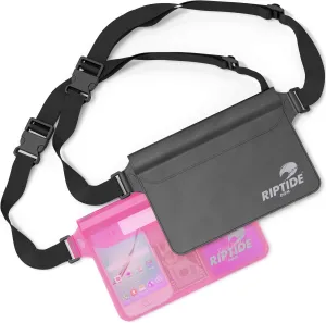 Waterproof Fanny Pack Pouch (2 Pack) for Men & Women Dry Bag Water Resistant with Adjustable Waist Strap - Protects Valuables at Water Sports (Black/Transparrent & Sheer Pink)