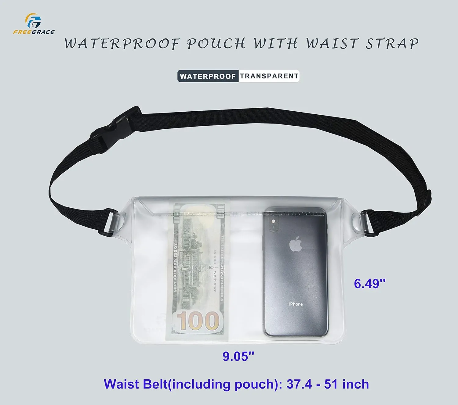 Waterproof Pouches with Waist Strap / Pouch Case Bundle Set- Keep Your Phone & Valuables Dry and Safe - Waterproof Dry Bags for Boating Swimming Snorkeling Kayaking Beach Water Parks Pool