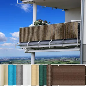 Waterproof Sun Shade Rectangle Sail,Balcony Fence Screen 130 x 550 cm Ventilated UV Protection Windscreen for Backyard Deck Taupe Color Includes Cable Ties for Easy Installation.
