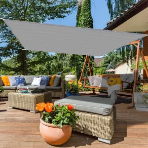 Waterproof Sun Shade Rectangle Sail,Outdoor Garden Patio Awning Canopy 2.5 x 10 m Sun and Wind Protection Shade Cover Grey Color
