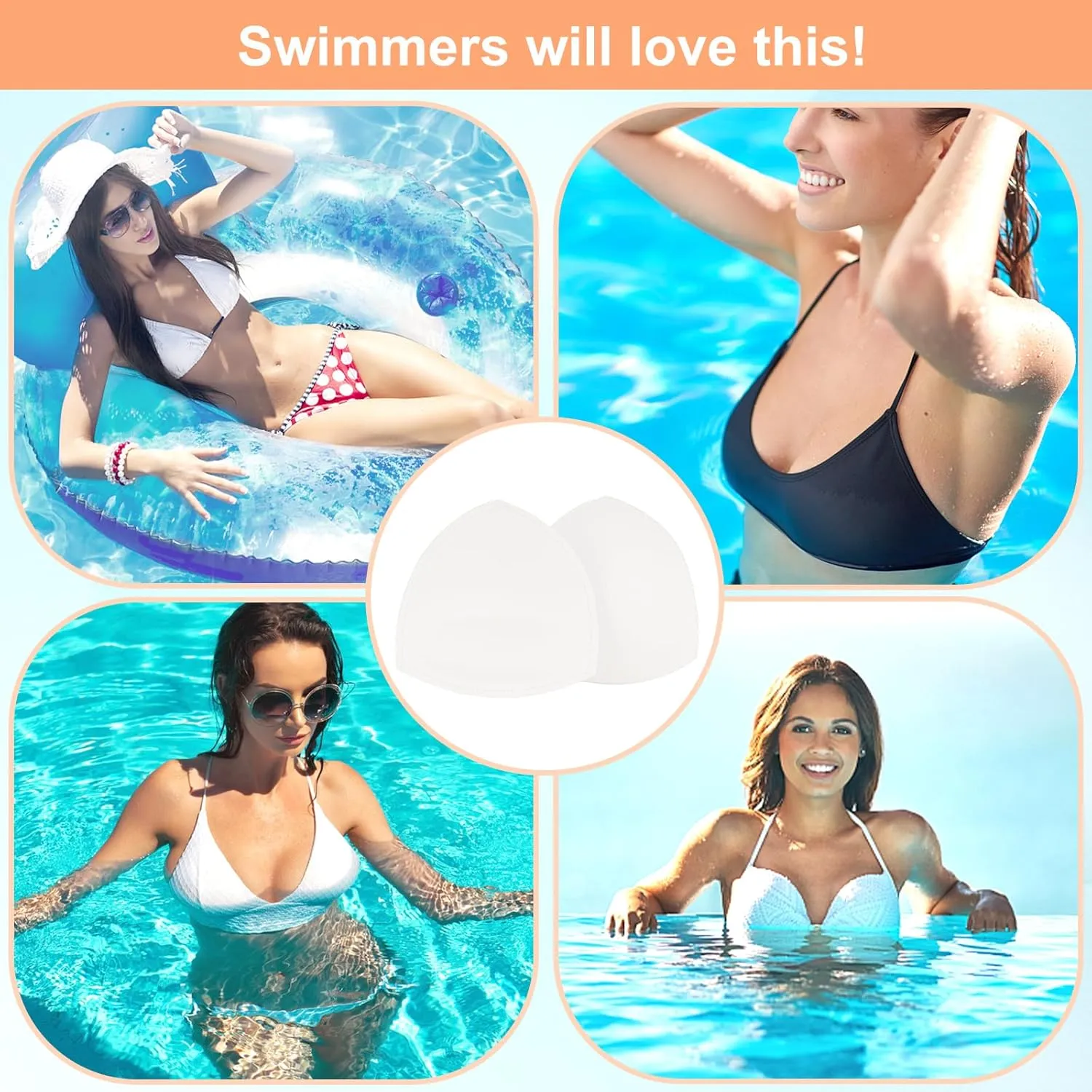 Waterproof Swimsuit Bra Inserts Pads 3 Pairs Removable Bathing Suit Insert Bikini Push up Inserts A/B or C/D,D/E Cup