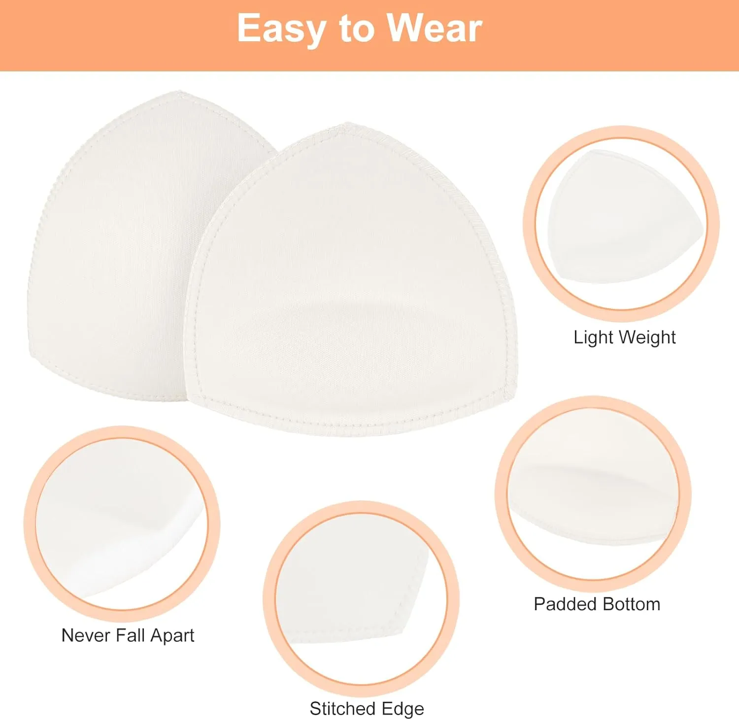 Waterproof Swimsuit Bra Inserts Pads 3 Pairs Removable Bathing Suit Insert Bikini Push up Inserts A/B or C/D,D/E Cup