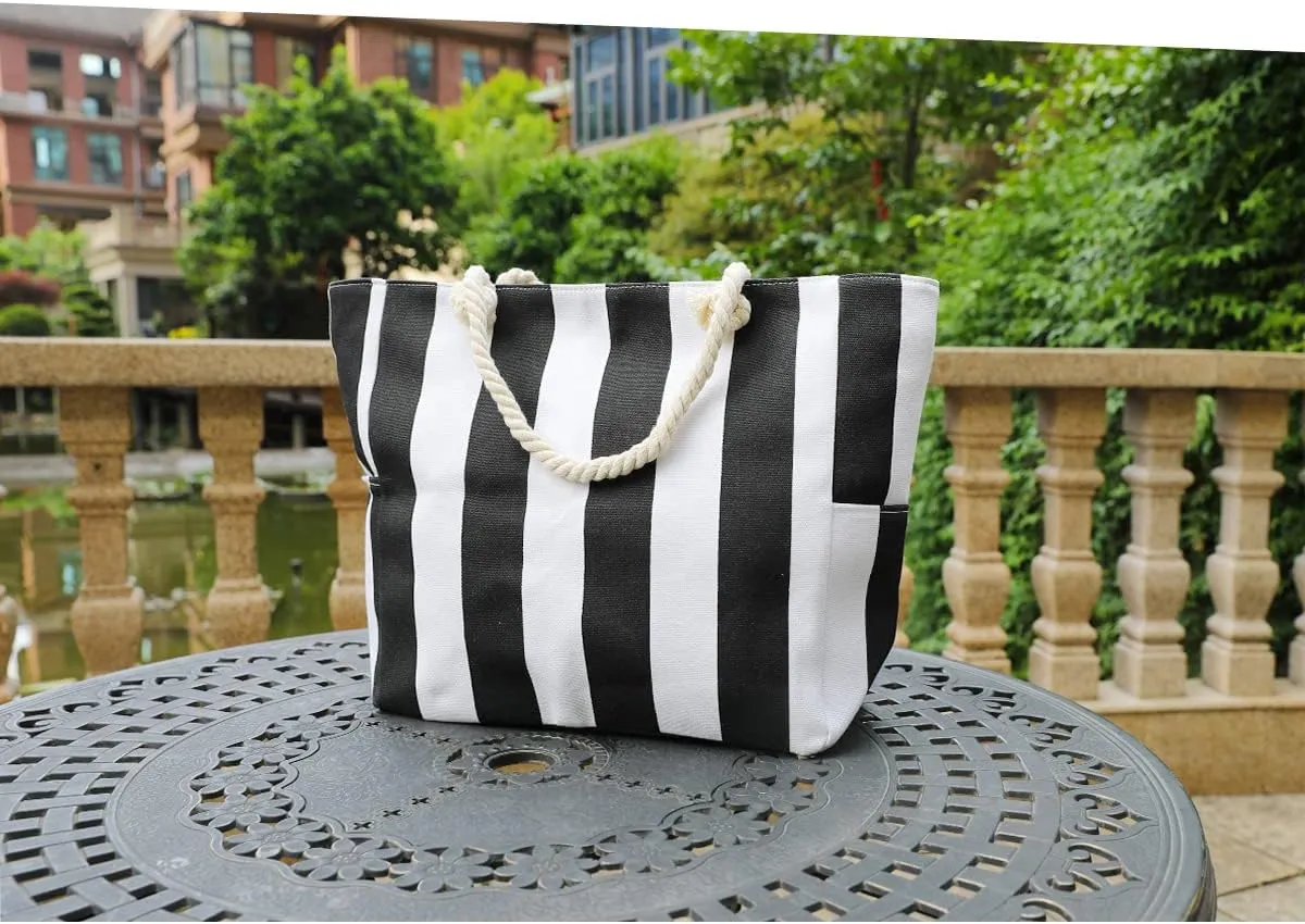We We Large Beach Tote bag for Women Canvas Straw Tavel Tote Bag Waterproof Shoulder Bag Handbag for Gym Swim