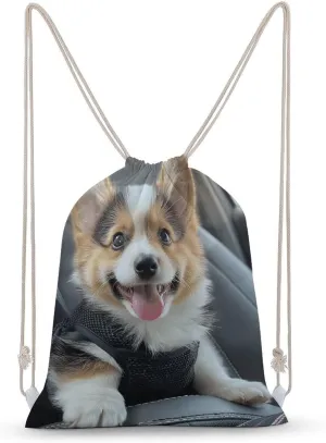 Wearing A Black Vest Drawstring Backpack for Women Men Drawstring Bag for Travel Swimming Sports Gym Bag