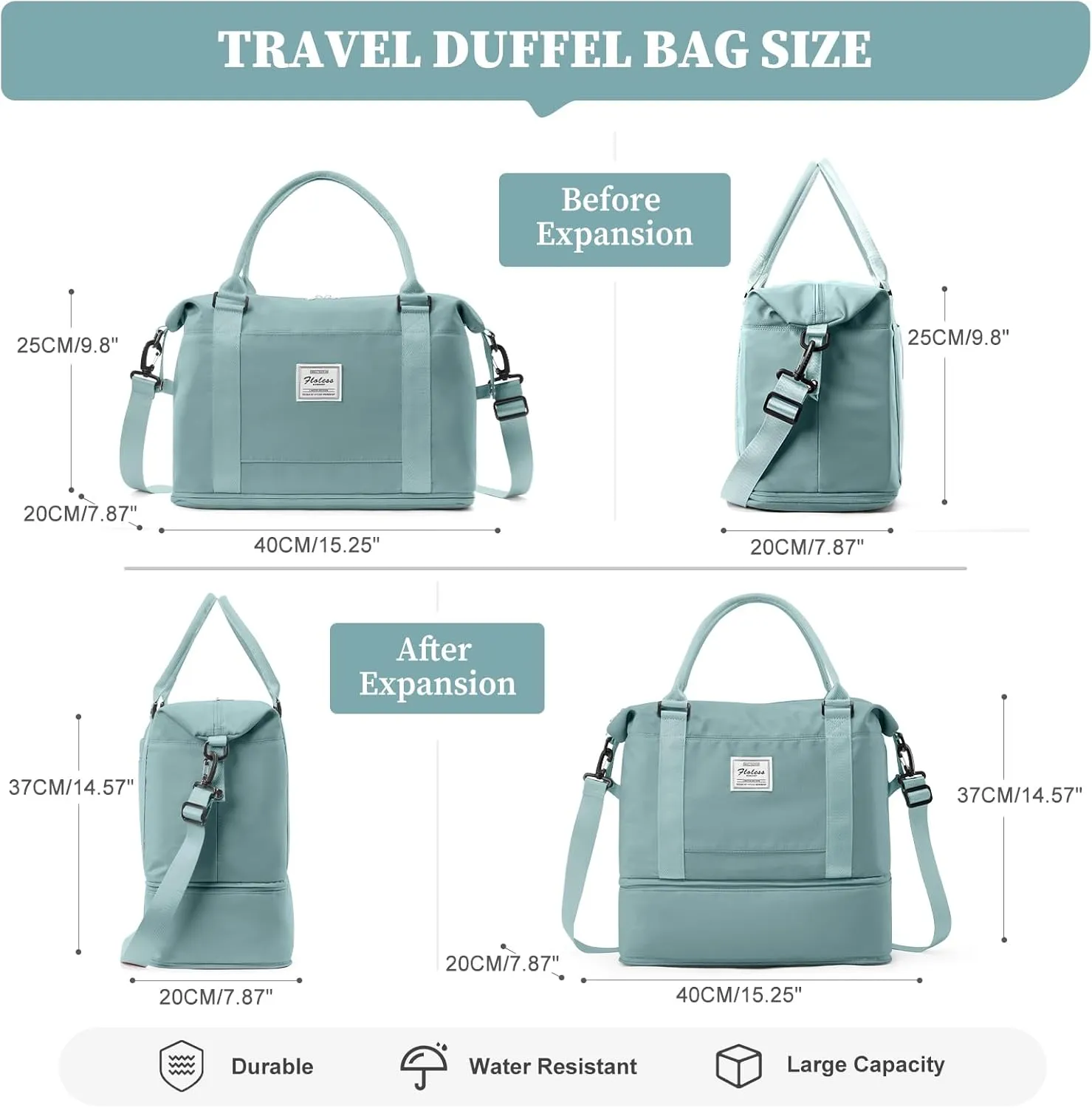 Weekender Bags for Women,Personal Item Travel Bag,Overnight Travel Duffel Bag with Expandable Shoes Compartment & Wet Pocket