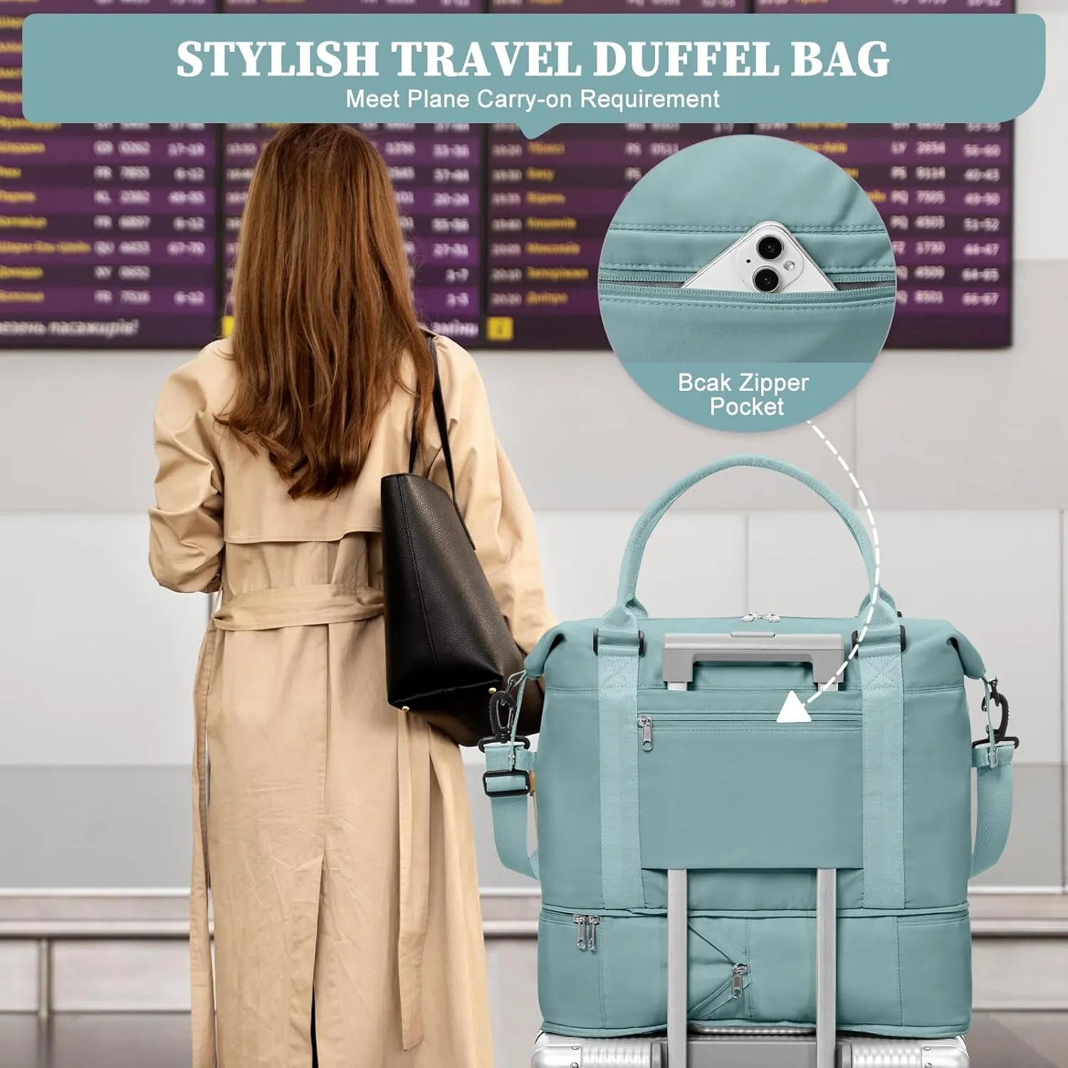 Weekender Bags for Women,Personal Item Travel Bag,Overnight Travel Duffel Bag with Expandable Shoes Compartment & Wet Pocket