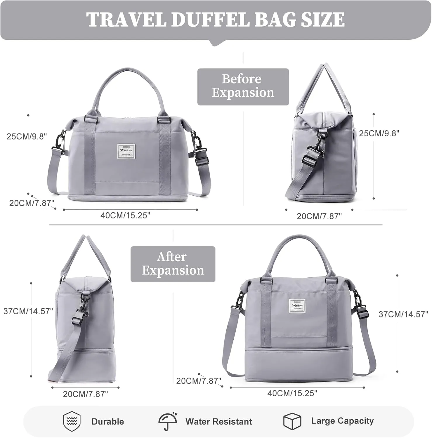 Weekender Bags for Women,Personal Item Travel Bag,Overnight Travel Duffel Bag with Expandable Shoes Compartment & Wet Pocket