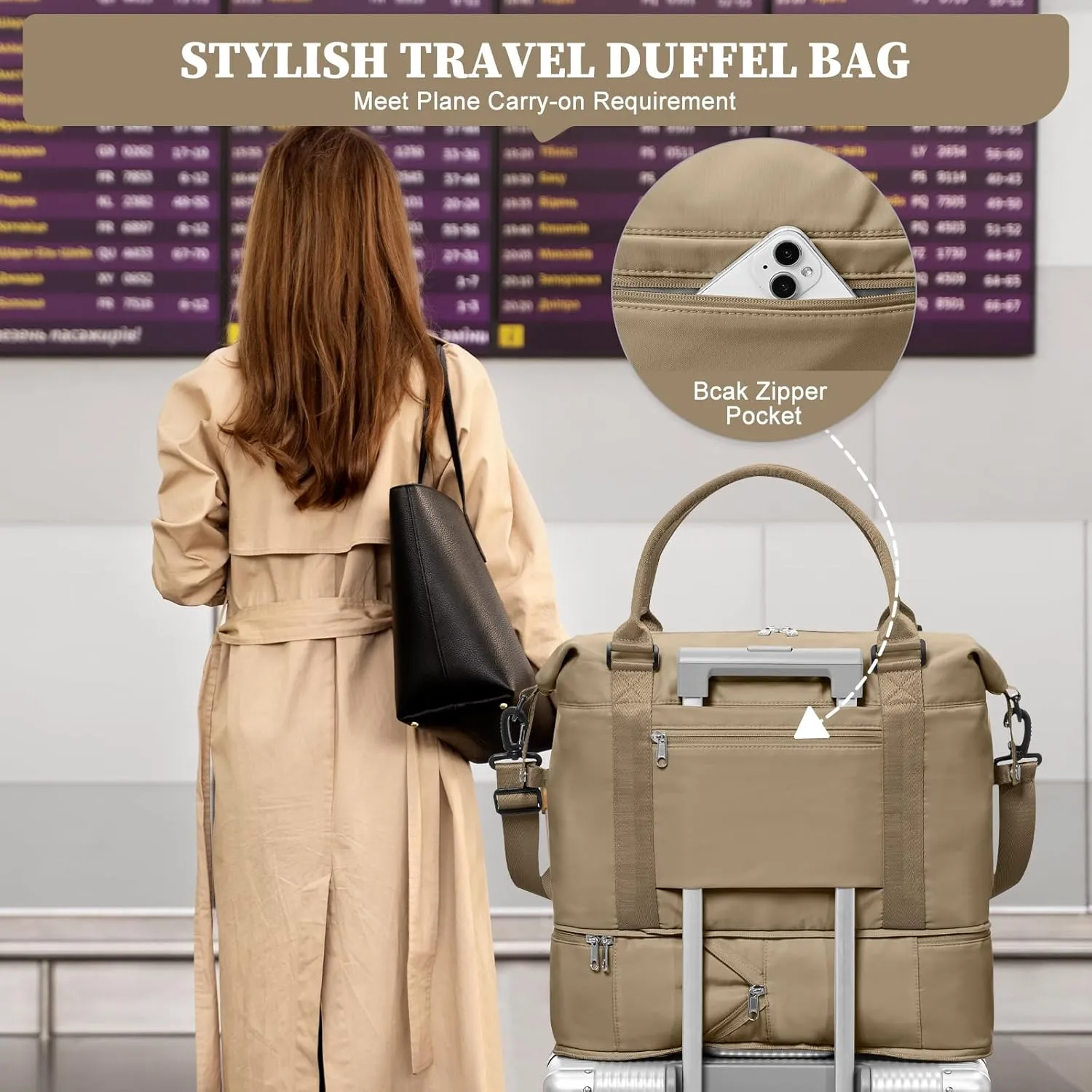 Weekender Bags for Women,Personal Item Travel Bag,Overnight Travel Duffel Bag with Expandable Shoes Compartment & Wet Pocket