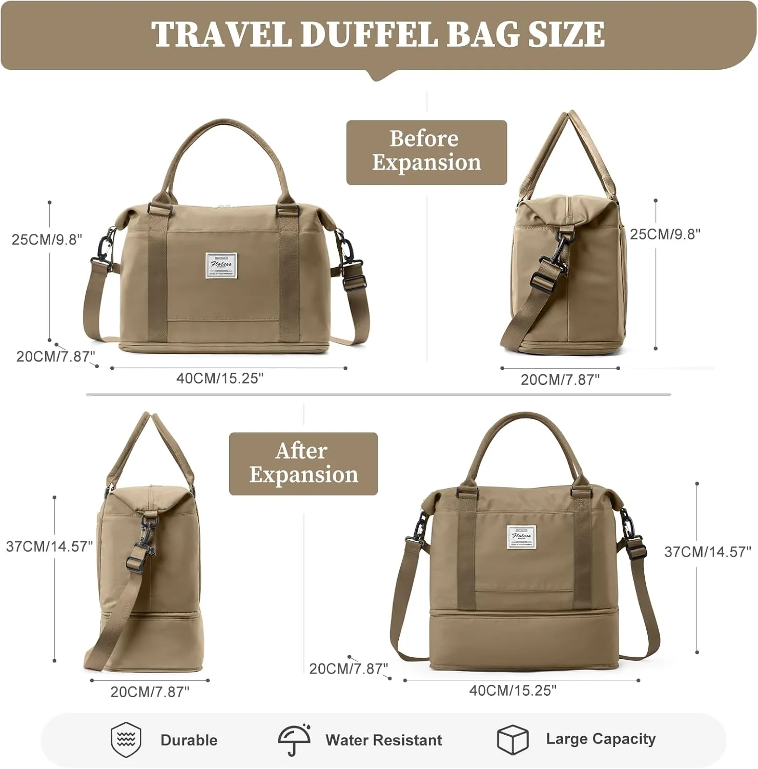 Weekender Bags for Women,Personal Item Travel Bag,Overnight Travel Duffel Bag with Expandable Shoes Compartment & Wet Pocket