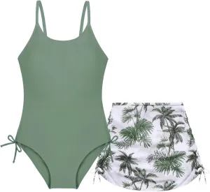 Weixinbuy Girl's One Piece Swimsuits with Mesh Skirt Bathing Suits Swimwear with Cover Up for Girls 9-16 Years