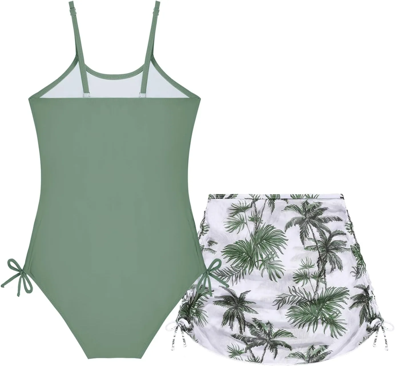 Weixinbuy Girl's One Piece Swimsuits with Mesh Skirt Bathing Suits Swimwear with Cover Up for Girls 9-16 Years