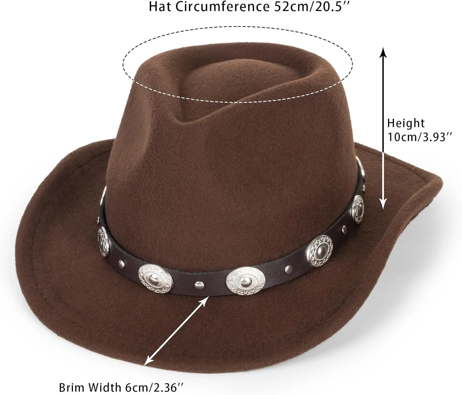 Western Cowboy Hat for Kids Toddler Girls Boys-Felt Fedora Cowgirls for 2-6 Years Old