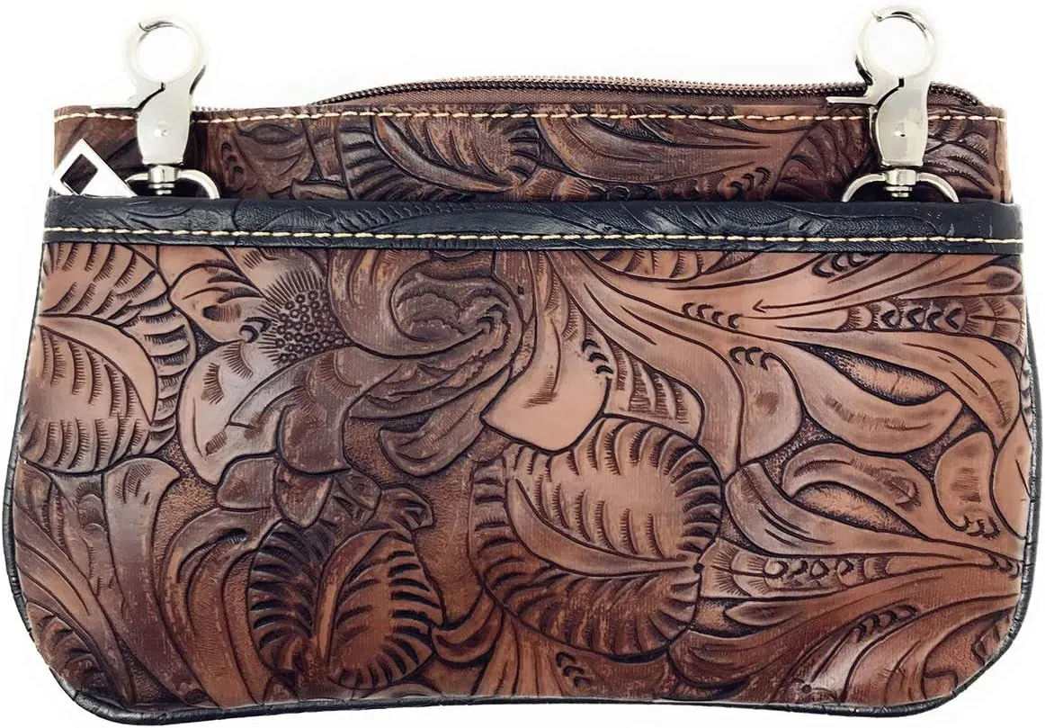 Western Rhinestone Embroidery Wallet Crossbody Clutch Bag Purse in Multi-Way