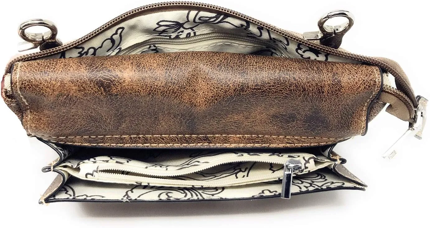 Western Rhinestone Embroidery Wallet Crossbody Clutch Bag Purse in Multi-Way