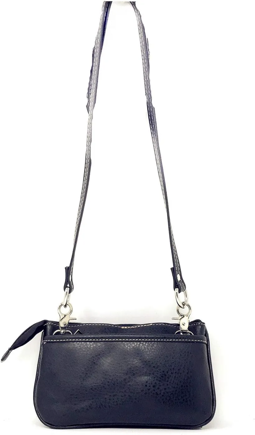 Western Rhinestone Embroidery Wallet Crossbody Clutch Bag Purse in Multi-Way