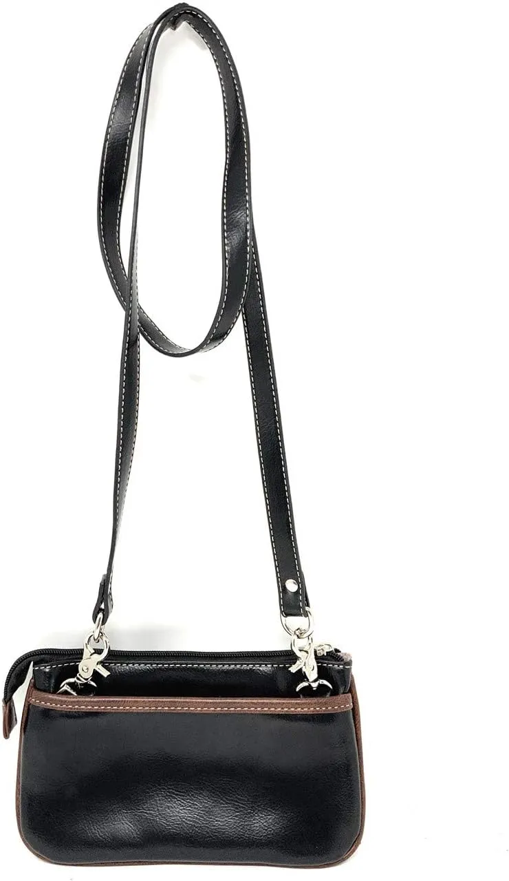 Western Rhinestone Flora Embroidery Laser Cut Wallet Cross Body Clutch Bag Purse