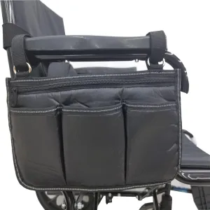 Wheelchair Side Organizer Storage Bag Wheelchair Armrest Accessories with Cup Holder and Reflective Strips Waterproof Walker Pouches