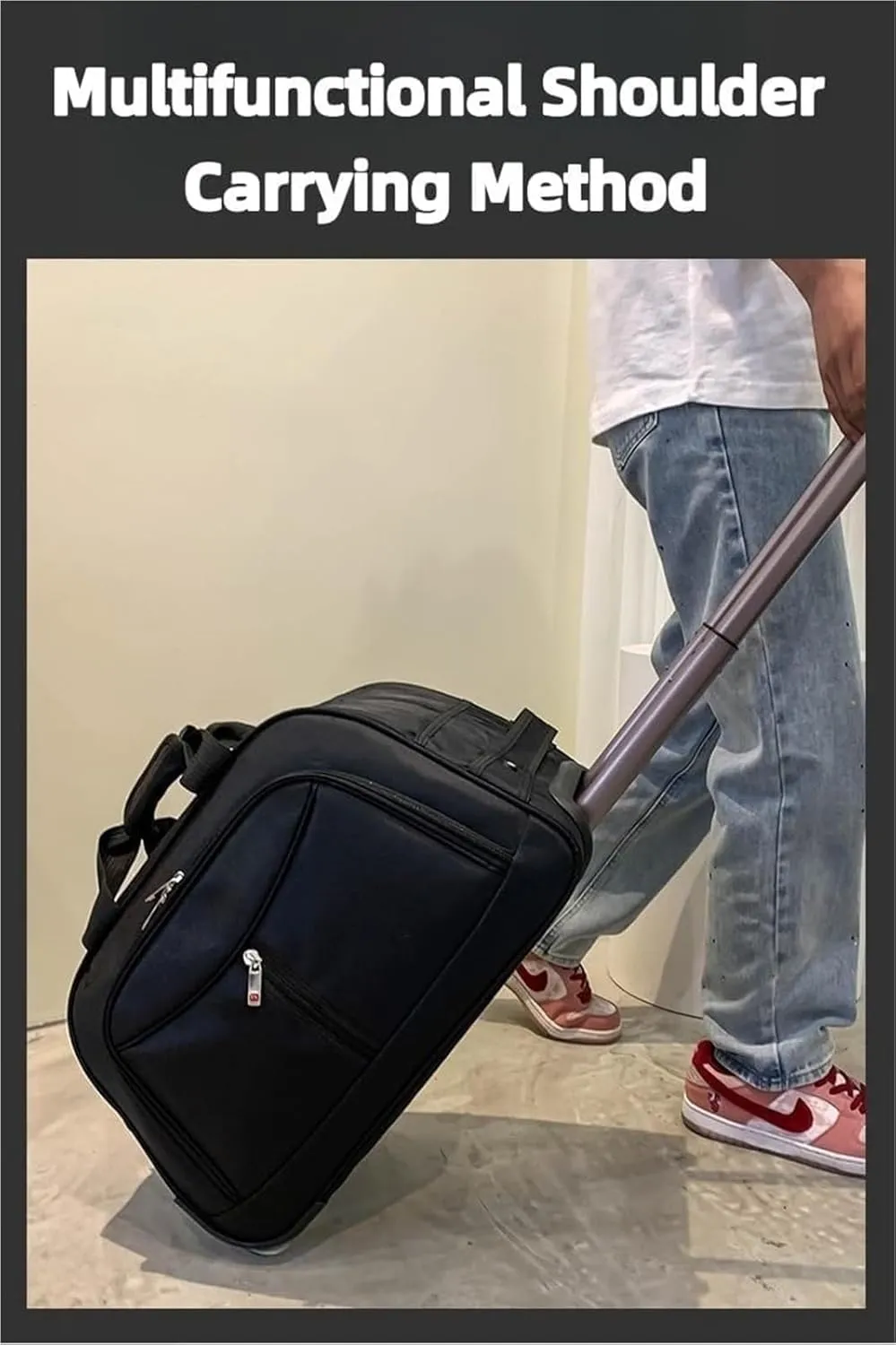Wheeled Duffle Bag Foldable Bag Large Weekend Bag, Expandable Travel Duffel Bag,for Shopping Travel(Blue,Medium)