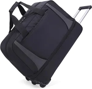 Wheeled Duffle Bag Large Capacity Foldable Travel Luggage with Telescopic Handle, Oxford Fabric Carry-On, Storage for Blankets Weekender Moving Storage(Black,Large)