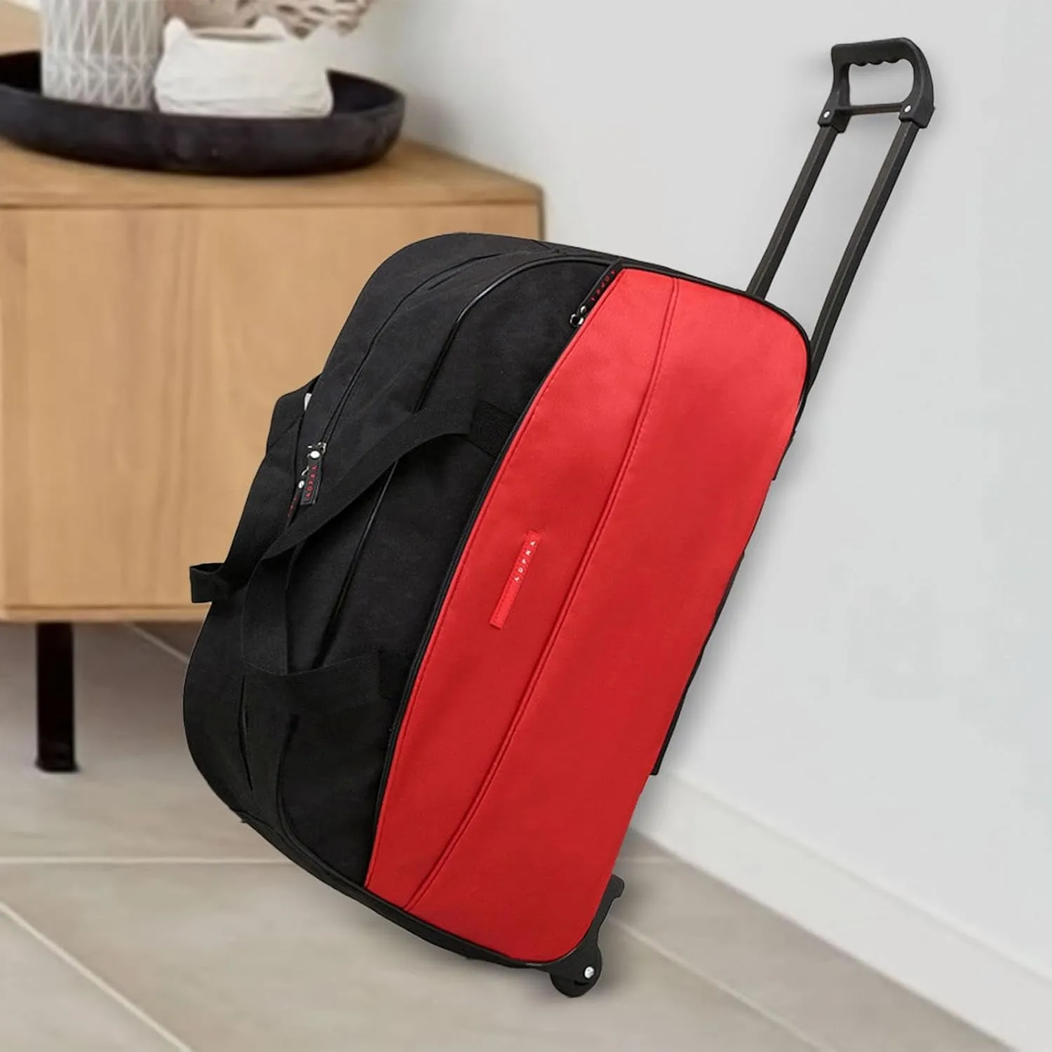 Wheeled Rolling Duffel Bag Foldable Travel Garment Bag for Outdoor Business Trip, Red