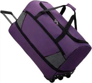 Wheeled Travel Duffel Bag with Compartments for Carrying Clothes, Purple M