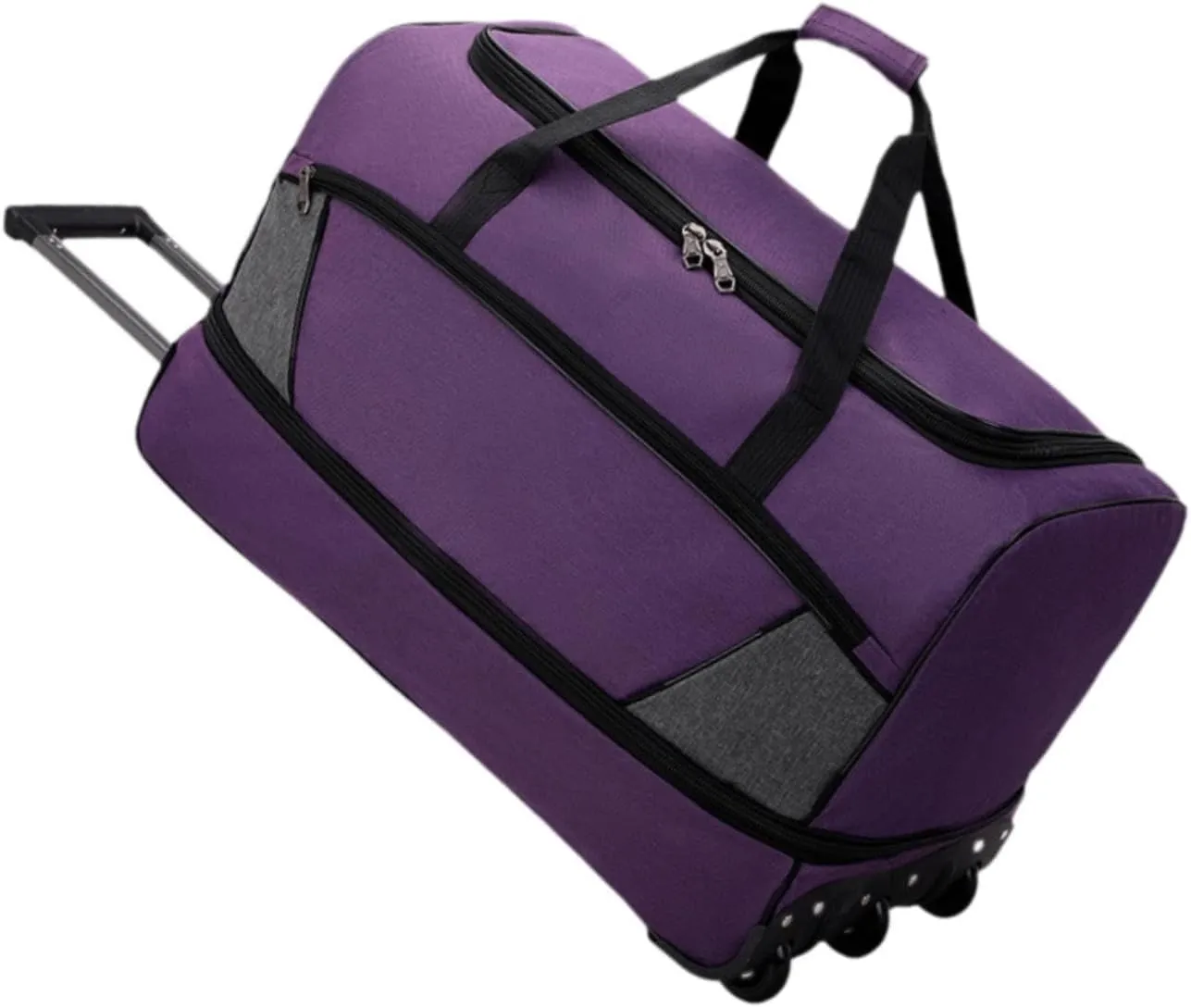 Wheeled Travel Duffel Bag with Compartments for Carrying Clothes, Purple M