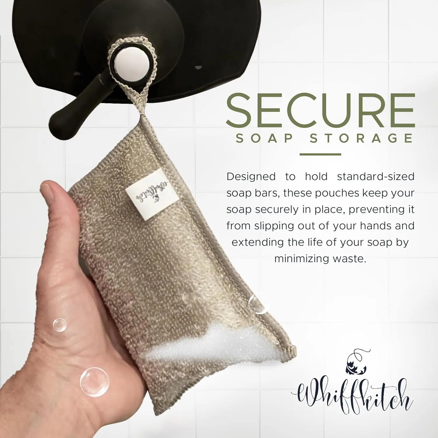 Whiffkitch Soap Pouch 5-Pack – Versatile Holder & Saver Set, Travel Soap Bags – Exfoliating Mesh Pouch, Bamboo Fiber Soap Saver Bags for Shower & Bath, 4x5 inches